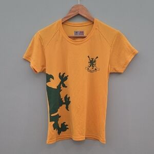 A4 Mediyn Woman's Yellow Graphic T-Shirt with Green Gryphon Design